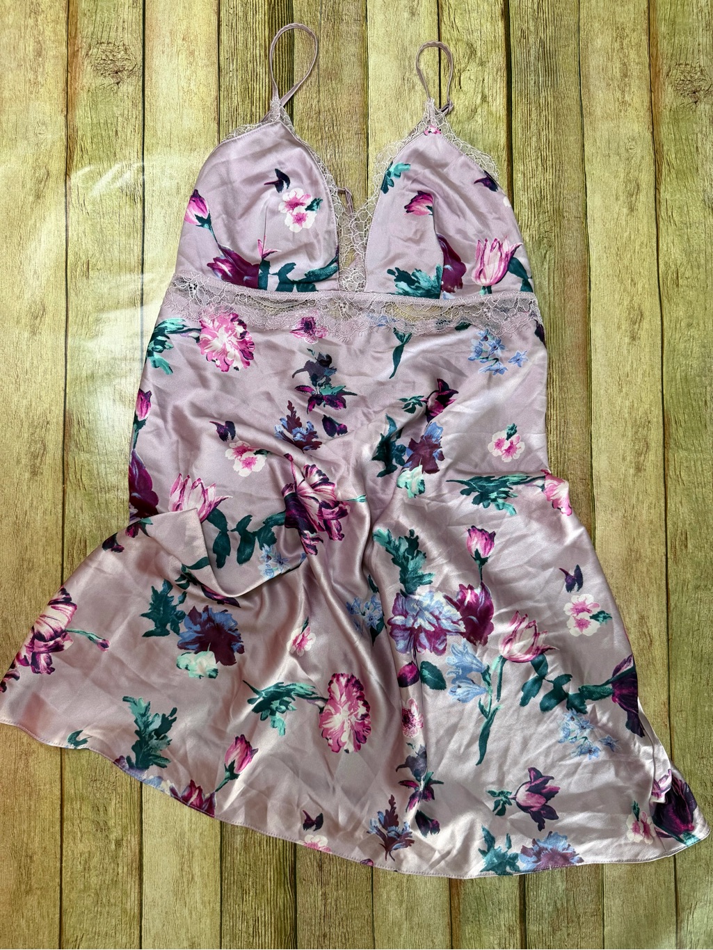 Victoria's Secret Mauve Floral Satin Slip Chemise